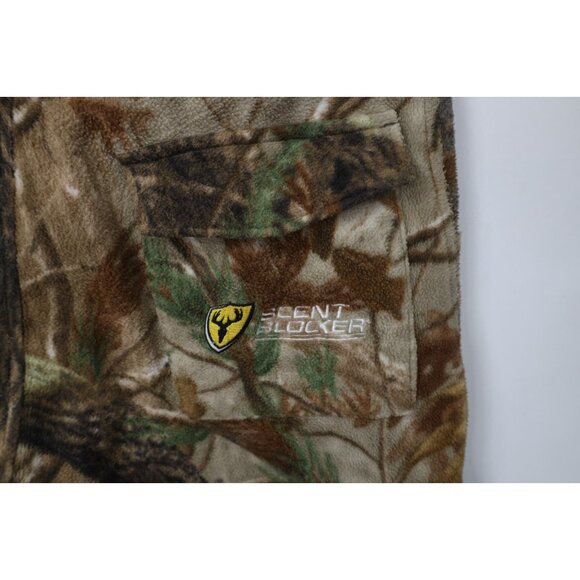 Vtg Scentblocker Mens Large Distressed Camouflage Fleece Wide Leg Cargo Pants - Picture 16 of 16